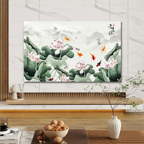 Protector De Pantalla Universal Para Tv Para Lcd Led, Patrón De Pintura De Flores, Decoración Interior De Dormitorio, Sala De Estar, Cubierta Antipolvo Para Televisor(Size:47-50IN(W116xH67CM),Color:A)