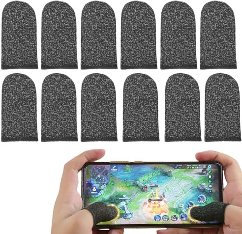 WOLMIK 12 manicotti per dita da gaming, anti-sudore, anti secchezza, traspiranti e sensibili, guanti ultra sensibili, guanti per dita in fibra di carbonio, guanti per pollice in fibra di carbonio