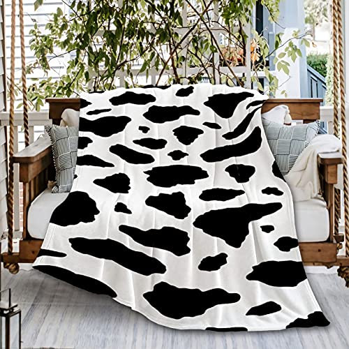 Überwurfdecken mit Kuhflecken-Motiv, Schwarz und Weiß, weich, gemütlich, Fleece, Plüsch, warme Flanell-Bettwäsche, Decke für Mädchen, Jungen, Erwachsene, Couch, Reisen
