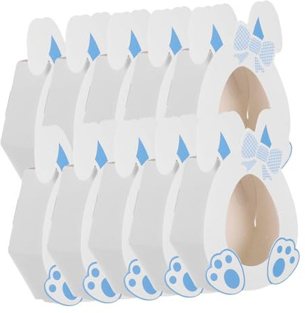Lurrose 10 Stück Kartons -Süßigkeitskarton Mikro-Landschaftsornamente -Dekoration Geschenkschachtel Ostern Osterhasen Geschenkbüchsen Papierbehälter für die Osterparty Sky-blue