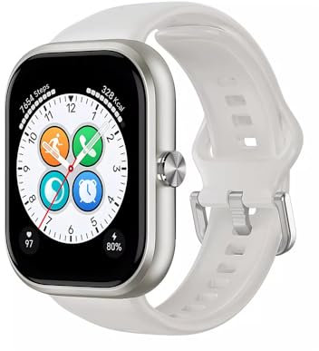 HONOR CHOICE QCY Smartwatch, orologio intelligente con display digitale, cinturino bianco, monitor di attività fisica