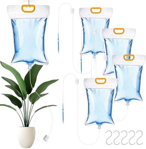 5 Stück 3,5L Pflanzen Bewässerung Tropfbewässerungsbeutel, Automatische Bewässerungssystem für Balkon & Zimmerpflanzen, Verstellbarer Durchfluss, Effizientes Bewässerungssystem für Urlaub & Alltag