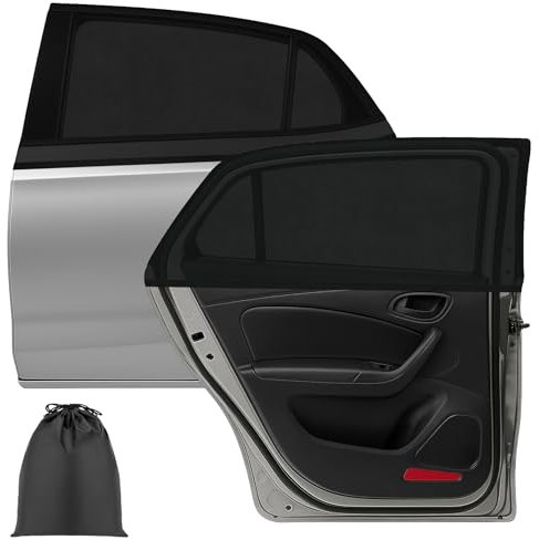 Kiiwah 2 Piezas Parasol Coche Bebe, Universal Parasol Coche Lateral Ventanas Traseras, Coches Trasero Sombrilla con Protección UV Compatible con La Mayoría de Los Coches para Niños y Bebés