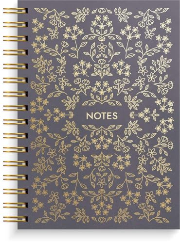 Burde Notizbuch A5 black flower: Spiral-Notizbuch
