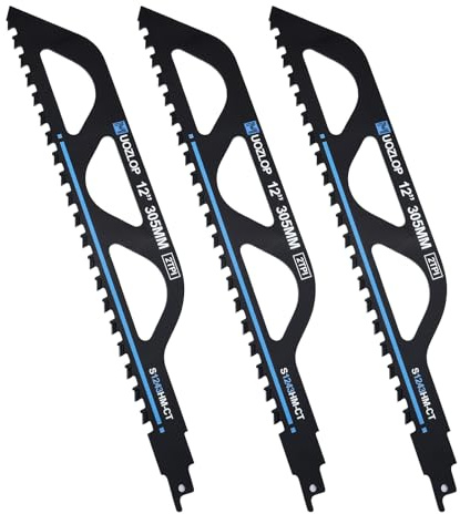 MUOZLOP 305mm Lames pour scie sabre en pierre, lot de 3 lames de scie sabre en carbure de tungstène, lames de scie pour pierre, lames de scie sabre pour béton cellulaire, métal, brique, béton (3