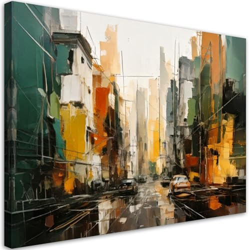 Feeby Bilder - Foto Geschenk - Moderne Stadt abstrakt bunt - 120x80 1tlg - Leinwandbilder Wohnzimmer - Wandbild über dem Bett - Bild Schlafzimmer - Aesthetic Zimmer Deko - Modern Pictures