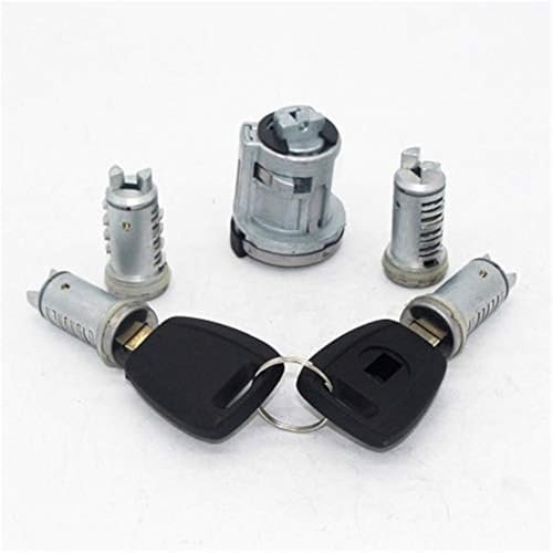 DEMULAX 5-teiliges Komplettset Zündtür-Kofferraumschloss Zylinder mit SIP22-Blattschlüsseln, for FIAT, Doblo Cargo Punto Panda Schließzylinder Fahrerseite