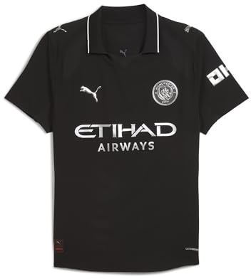 PUMA Mens Manchester City 25/26 Authentic Away Jersey Black Size S