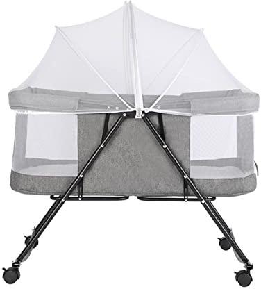 homewell Babybett Beistellbett, Wiege mit Moskitonetz, Faltbares, Bequeme Matratze, Seiten aus Netz, Baby Bassinet, Stubenwagen Baby