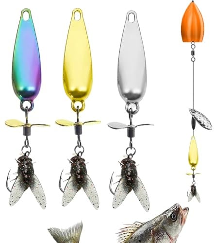 3 Stück Spinner Angelköder Metall Propeller Fischköder 3D Biomimetischer Schwimmköder Funkelnde Fliegenhaken Spinnköder Für Barsch Und Forelle, Verschiedene Fischarten 9 G/14 G/17 G