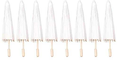 NONDK 8PCS Paper Parasol Wedding Umbrella Party Favor 40cm Bamboo Umbrellas for Bridal Shower Centerpieces Photo Props