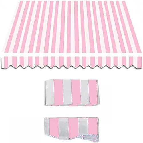 Hochdichtes 320 g/m² Polyester-Ersatz-Markisenstoff, wasserdichtes, einziehbares Material mit Volant für Terrasse und Deck, Rosa (5 x 3,5 m)