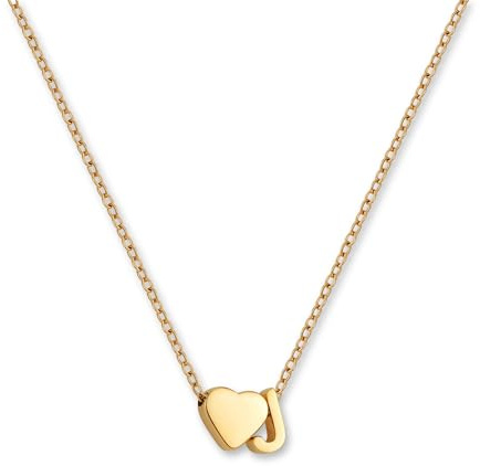 GD GOOD.designs Buchstaben Kette mit Herzanhänger (A–Z) | Personalisierte Herzkette aus 316L Edelstahl - 18K vergoldet | Verstellbare Halskette für Damen 42–47 cm
