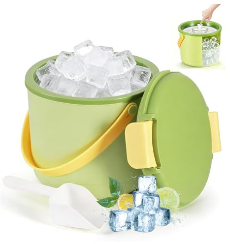 Ice Bucket,2.6L Buckets With Ice Cube Tray,Easy Demolding And 24-Hour Ice Storage, Ice Bucket With Lid, Tongs Carry And Handles,Ice Buckets For Picnics And Parties,For Freezer & Drinks