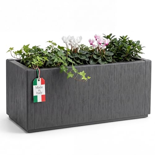 BigDean Blumenkasten 80L 80x36x35cm Ablaufboden Winterfest Pflanzkübel | Übertopf Pflanzkasten Blumenkübel Made in Europa