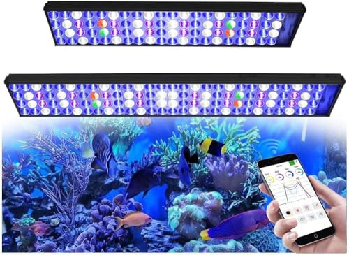 PopBloom H54/H75 WiFi Meerwasser LED Lampe, Vollspektrum Led Aquarium Beleuchtung für Reef Coral SPS/LPS Fischaquarium, APP unterstützt Deutsch (für 135-160cm)
