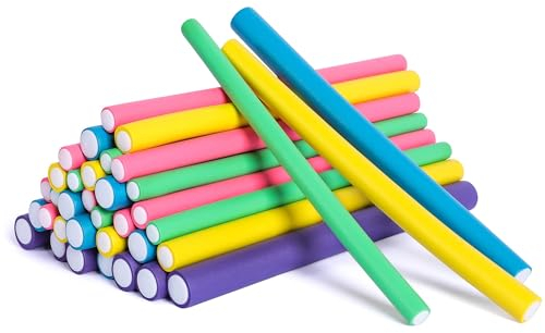 xnicx 9.45 30pcs Flexi Rods Hair Rollers,Hair Curler Bendy Foam Curler Roller Heatless Curlers No Heat for Long,Short,Curling Rods for Sleeping Overnight,Styling,Salon