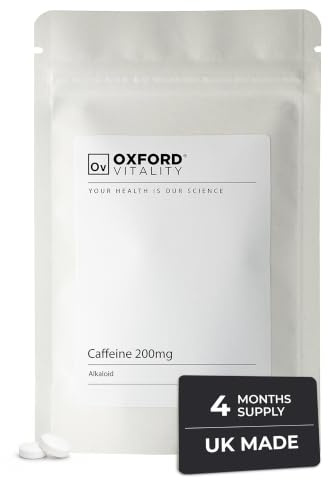Caffeine 200mg Tablets | Caffeine Supplement | Food Supplement | Oxford Vitality | 120 Tablets