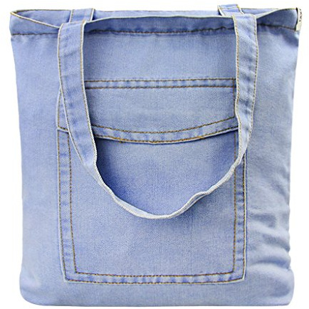 FakeFace Damen Jeans Canvas Leinwand Umhängetasche Messenger Bag Handtasche Schultertasche Tasche Löcher Muster Hellblau & Dunkelblau