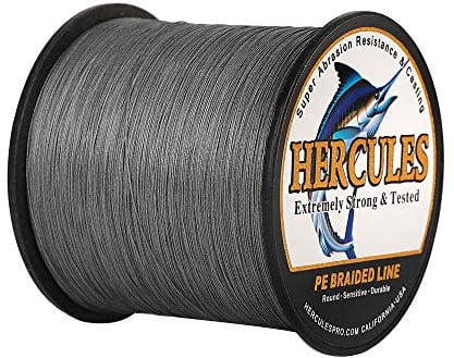 Hercules Super Strong 1000M 1094 Yards Braided Fishing Line 30 LB Test for Saltwater Freshwater PE Braid Fish Lines 4 Strands - Grey, 30LB (13.6KG), 0.28MM