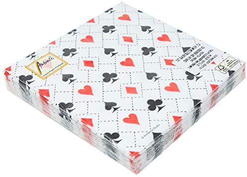 Ambiente Servietten Motiv: Cards, Karten - Pik, Kreuz, Karo, Herz, 33x33cm, 3lagig 20 Stück Packung