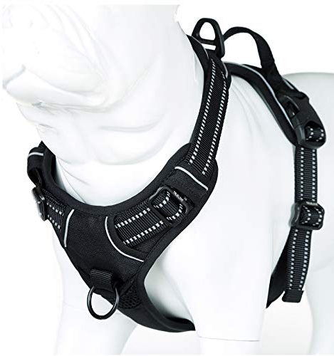 MOKCCI Truelove Hundegeschirr, Reflektierend Kein Ziehen Brustgeschirr mit Griff und 2 Leinenbefestigungen