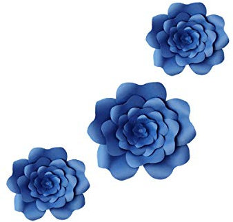 3 Stück Party-Papierblumen, Hochzeitsblumen, Hintergründe, Dekorationen, handgefertigte Blume für Hochzeitshintergrund, Kinderzimmer, Wanddekoration (Blume 3, Königsblau)