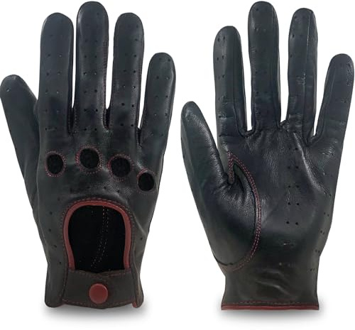 ZLUXURQ Damen Retro Weiche nd Dünne Ausgezeichnete Lammfell Leder Qualität Touchscreen Fahrhandschuhe