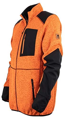 FORSBERG Strickjacke Forst Strickfleece mit Softshell Verstärkung rot neongelb gut sichtbar bequem robust hochwertig, Farbe:orange/schwarz, Größe:S