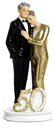 Statuina Cake Topper Coppia Nozze d'oro 18.8 cm in Resina