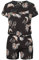Styleboom Fashion Damen Playsuit mit Palmen Print 2-Pockets schwarz