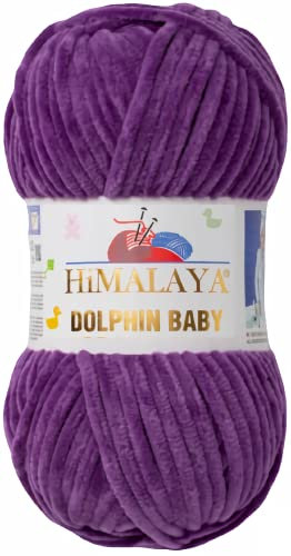 Strickfein Himalaya Dolphin Baby Wolle Garn Baumwolle Strickwolle zum Stricken häkeln (80340 Lila)