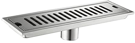 Linearer Duschrinne Mit Abnehmbarem Gitter Mit Quadrato Muster, Rechteckiger Bodenablauf Aus Edelstahl 304 Mit Haarsieb, Verstopfungs- Und Geruchshemmend, Nickel Gebürstet,40cm