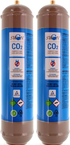 Bombona de CO2 para gasificador, 600 g, desechable, casquillo M11 x 1 para dispensadores – gasificadores de agua con gas CO2, contenedor de acero N° 2 bombonas