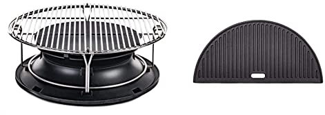 Kamado Joe KJ-Hyper Classic SloRoller Plus The Rack, Black, 18.3 x 44.7 x 44.7 - KJ-HCIGRIDDLE Classic Joe - Half Moon Cast Iron Reversible Griddle Grill Accessory, Black