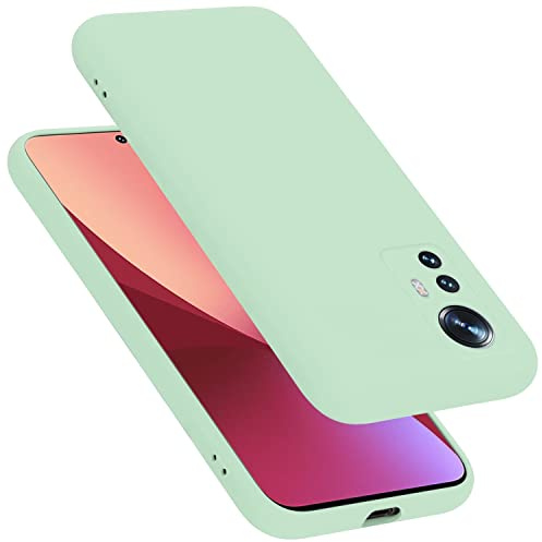 Cadorabo Hülle kompatibel mit Xiaomi 12 / 12X Hülle Silikon Handyhülle für 12 / 12X Case aus flüssigem Silikon- Kratzfeste und stoßfeste dünne TPU Schutzhülle - Liquid HELL GRÜN