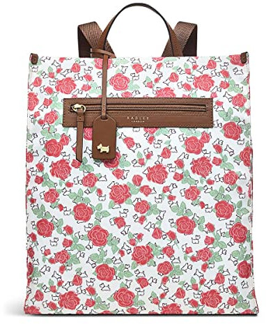RADLEY London Roses Responsible Medium Zip-Top Backpack in Light Natural Cream