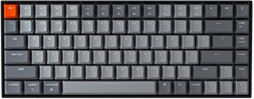 Keychron K2 Wireless Bluetooth/USB Kompakte mechanische Gaming-Tastatur mit 84 Tasten mit weißer LED und rotierenden Tasten für Mac und Windows, Kunststoffgehäuse, rote Gateron G Pro Schalter
