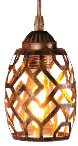 TWSXTE E27 Sospensione vintage plafoniera industriale retrò, lampadario a gabbia in stile illuminazione interna, decorazione corda regolabile