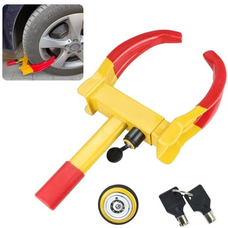 Wheel Clamp Tyre Lock, Universal Trailer Wheel Lock with 2 Keys, Anti-Theft Tire Security Lock, Steel Claw Wheel Clamp for Cars Caravans