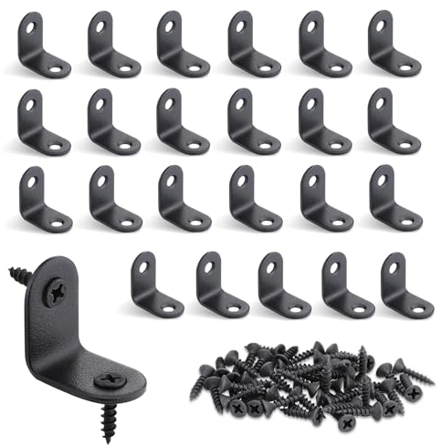JIZZU Staffe Angolari, 24 pezzi, Staffe ad Angolo 23 x 23 mm, Angolo in Acciaio inox, Ferro Angolare 304 in Acciaio inox con Vite per Mobili in Legno, Tavolo, Sedia, Libreria, Armadi