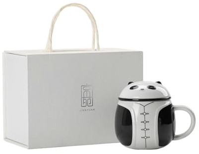 CAPIJIONG 330ml/11oz creativo lindo panda taza té agua separación con tapa remojo taza de té panda (caja de regalo)