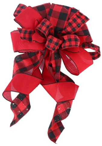 ABOOFAN 1Stk Krawatte Dekoration Karierte weihnachtsschleifen Weihnachtsbaum Weihnachtsdekorationen Baumwipfel-Dekor Baumwipfelschmuck Amerikanisches Land schmücken Ornament Büffel