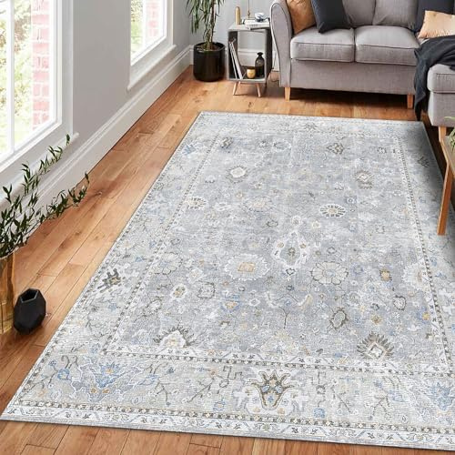 bamyum Saint Bedruckter Teppich Chenille-Druck Maschinell Hergestellt 160 x 230 cm, Waschbarer Wohnzimmer Vintage Teppich Schlafzimmer, Antibakteriell Antirutschunterlage Küchenteppich