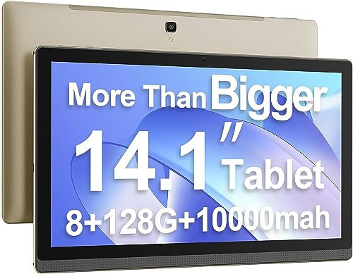 FOLLOWM 14.1 Inch Large Tablet, Android 13 Computer Tablets, 1920 * 1080 IPS HD Display, WiFi5, Large Screen Tablet 2025, 6GB+128GB+1TB SD Card Expand, 10000mAh Battery for Work/Study