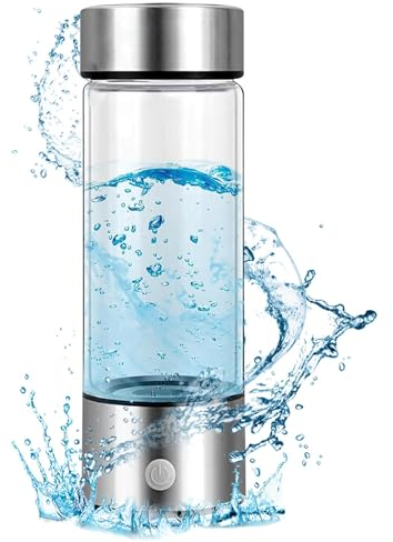 Hydrogen Water Bottle,Portable Hydrogen Water Ionizer Machine,Hydrogen Water Generator Maker,Hydrogen Rich Water Glass Health Cup for Home Travel,Up to 1600PPB, Valentines Day Gifts for Her Him Silver