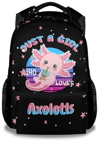 FLEXIMX Axolotl Rucksack für Kinder & Mädchen, 40,6 cm Axolotls Rucksäcke für Schule, niedliche, leichte Büchertasche für Axolotl-Liebhaber, 1-1axolotl, Einheitsgröße, Tagesrucksäcke