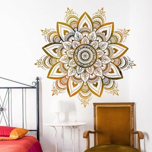 Ericetion Mandala-Wandsticker Großer Mandala-Wandtattoo-Kopfteil-Aufkleber Blumen-Mandala-Wandsticker Deckendekoration für Schlafzimmer Wohnzimmer Yoga