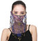 LERTREEUK Frauen Bauchtanz Gesichtsschleier Perlen Pailletten Tanz Kleid up Perlen Quaste Dame Niqabs Party Show Kostüm (Saphirblau)