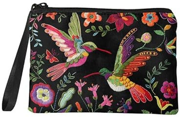 Kuiaobaty Petit porte-monnaie décontracté pour le shopping, les voyages, les femmes, porte-cartes, mini pochette à monnaie, trousse de maquillage, Fleurs de colibris, Pochette à monnaie